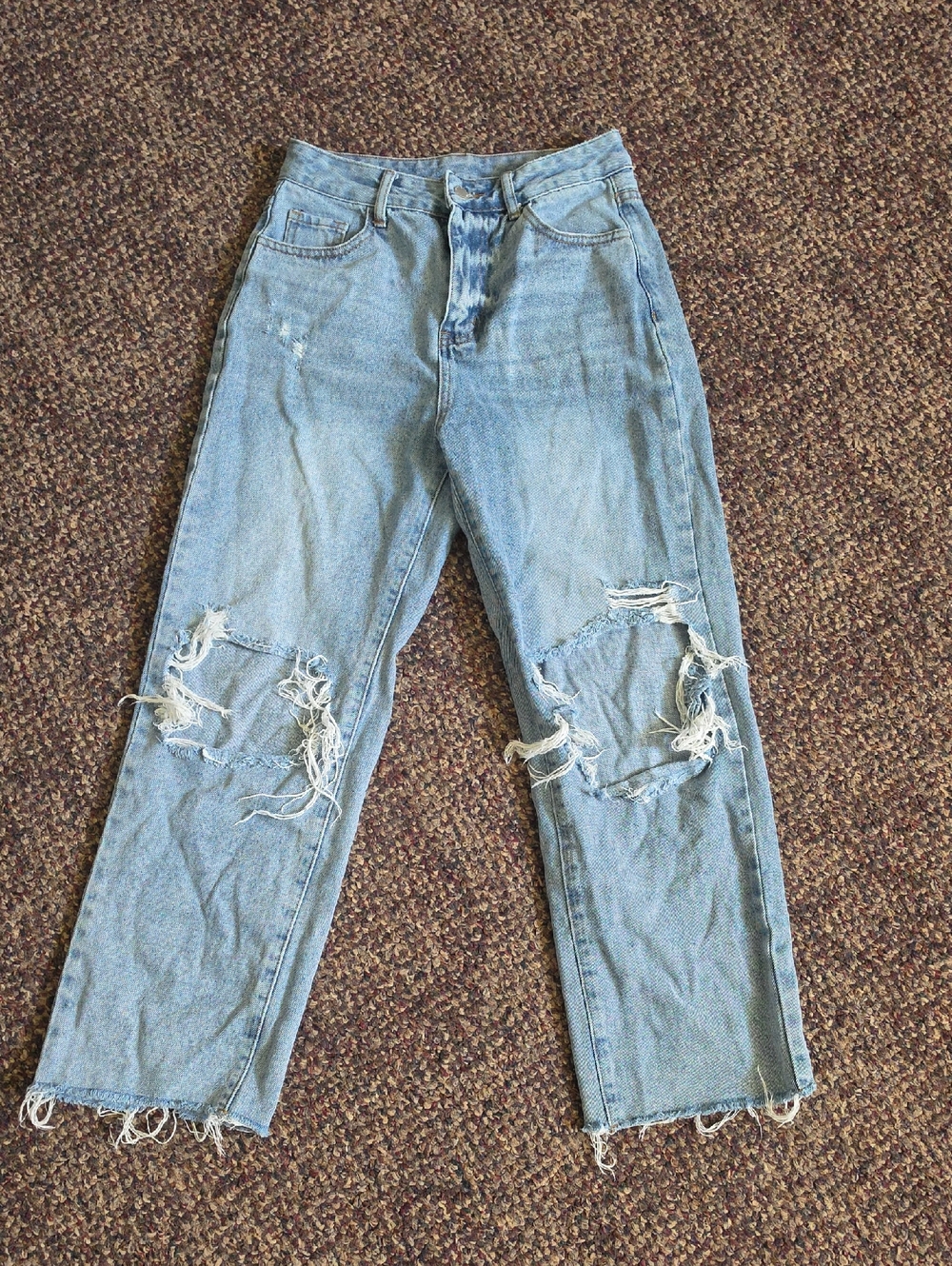 Light Blue Distressed Boyfriend Jeans
